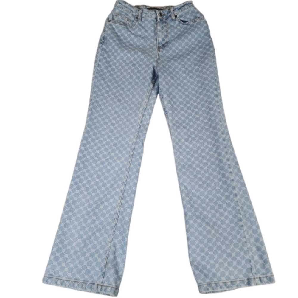 Daily Paper Monogram Denim Jeans Straight Leg High Waist Womens Small